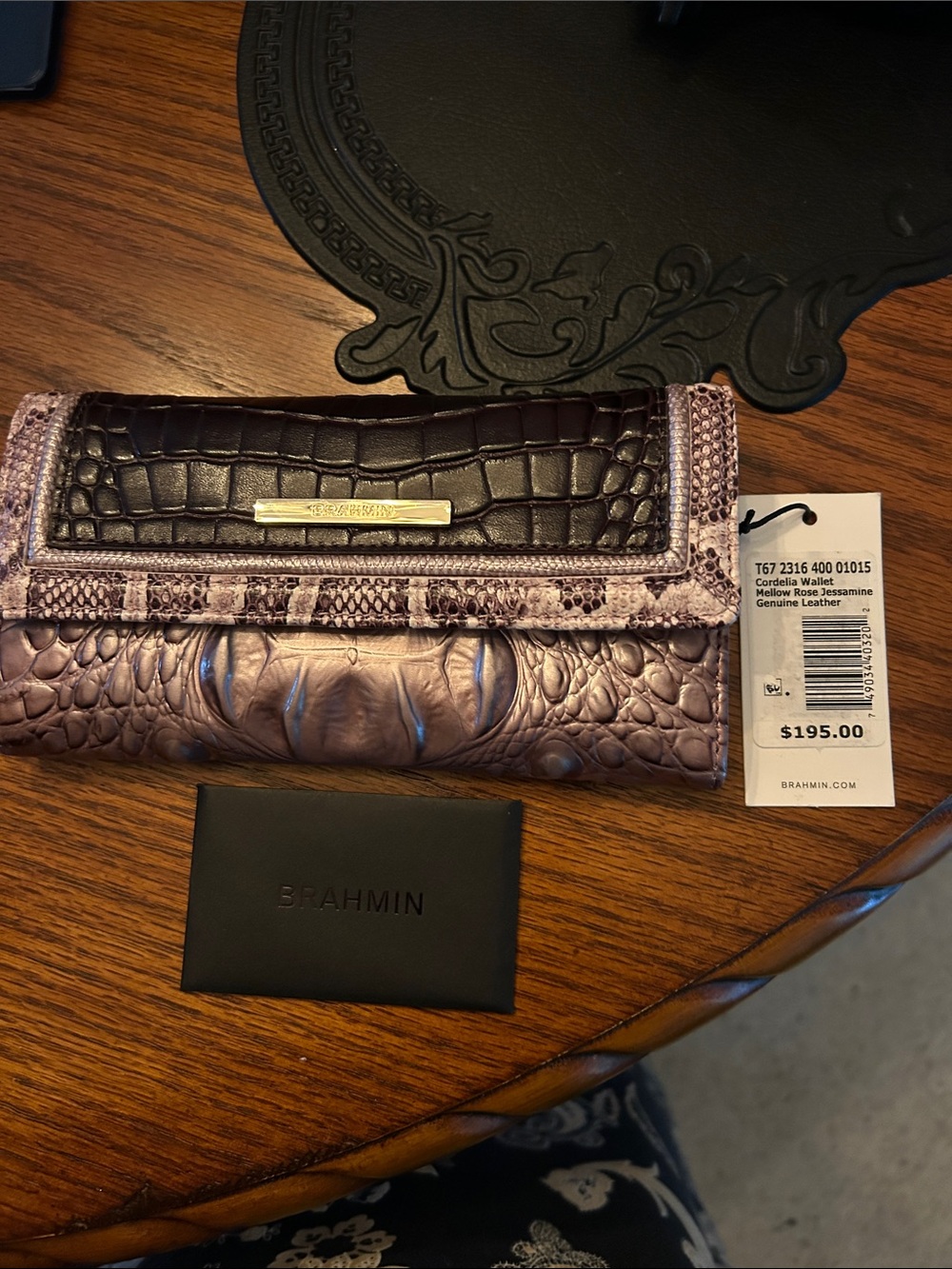 RARE Brahmin mellow Rose Jasmine Croc-Embossed Leather Wallet - Picture 6 of 6
